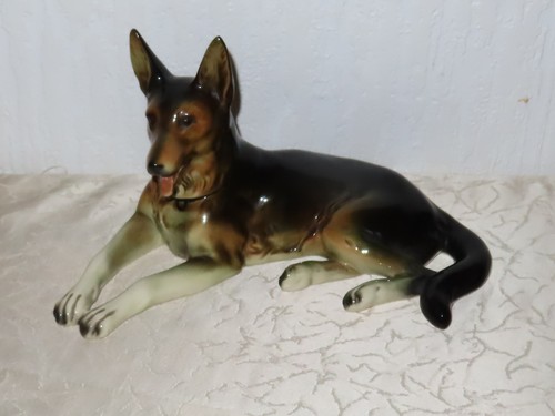 Keramik figur hund liegender - hund,