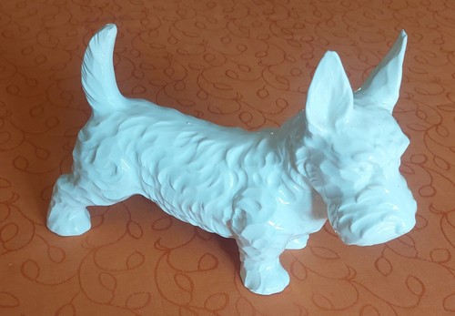 Keramik hund spitz weiß - keramik, hund: