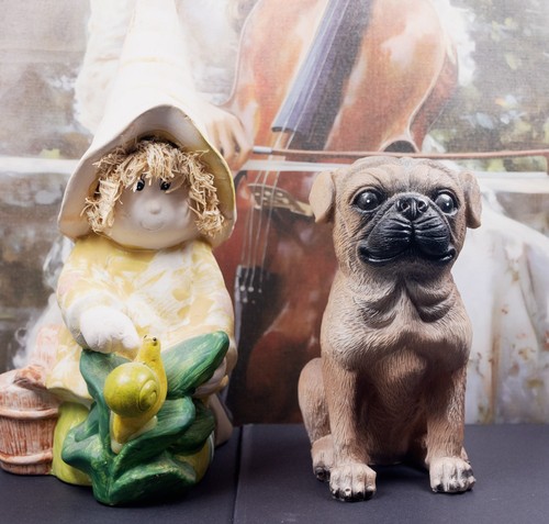 Mädchen und hund keramikfigur - und,