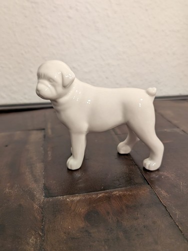 Keramik hund mops figur weiß - keramik,